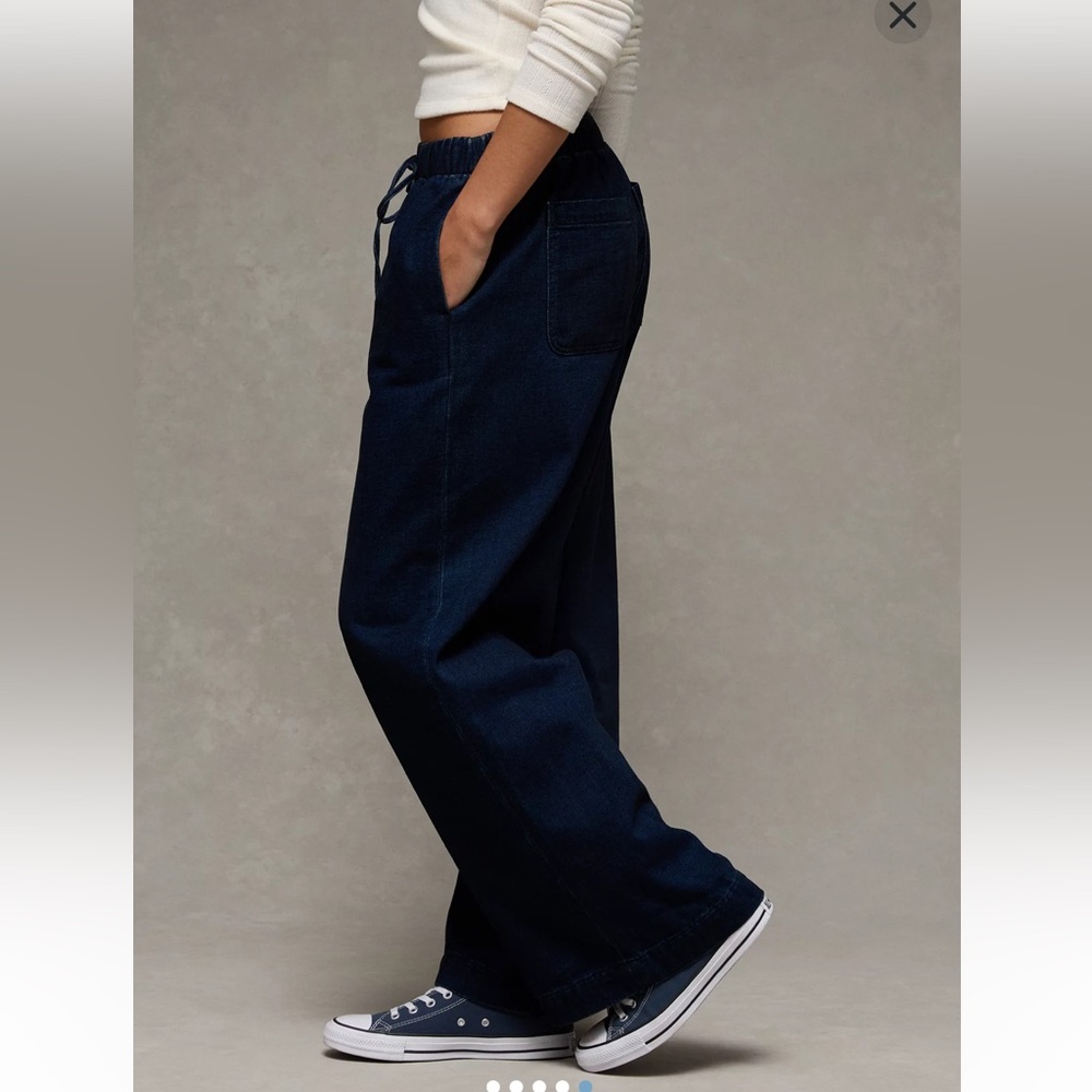 American Eagle wide leg draw string nwt! Navy Relaxed-Fit Pant - Picture 8 of 8